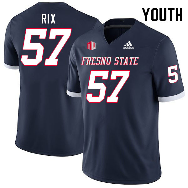 Youth #57 Zane Rix Fresno State Bulldogs College Football Jerseys Stitched-Navy